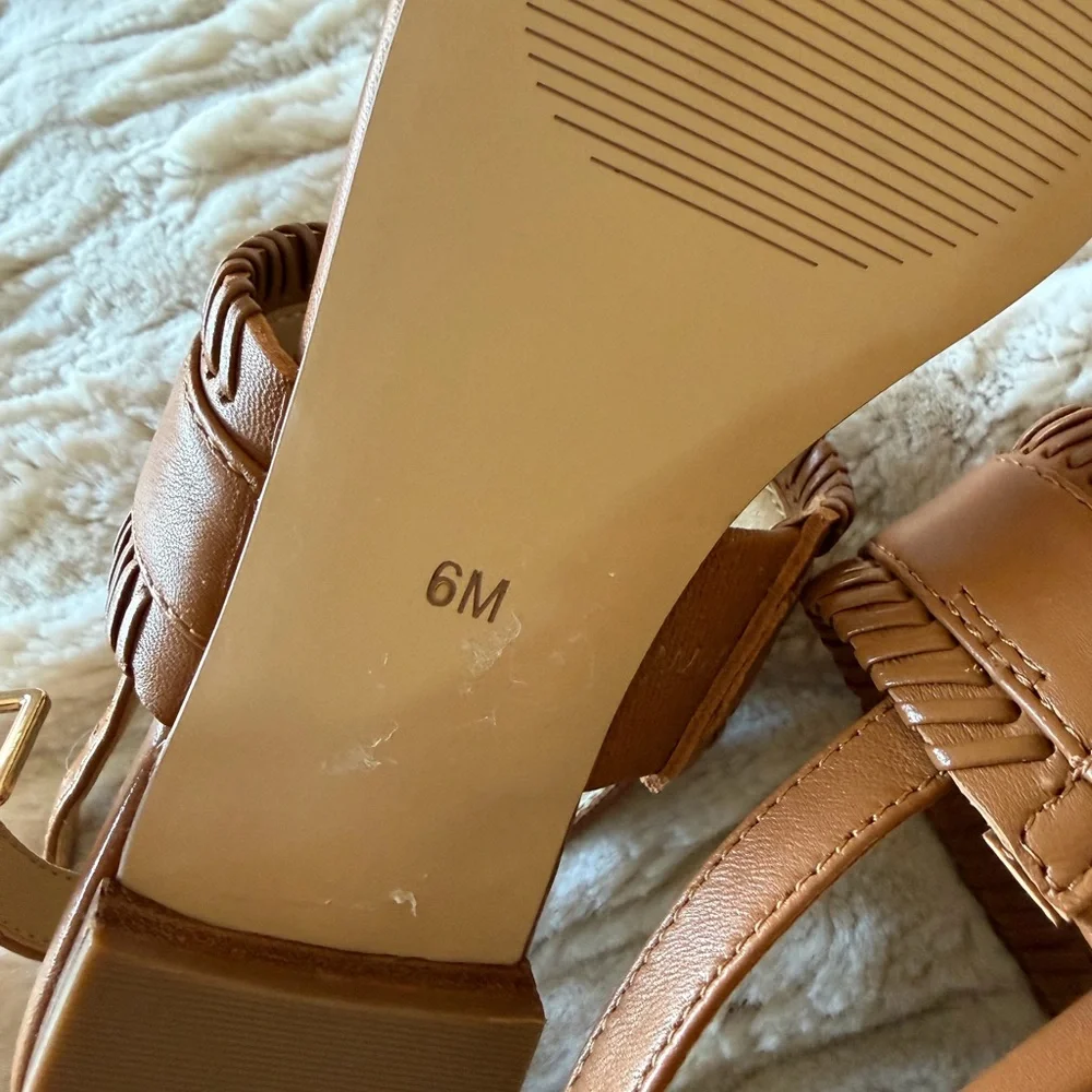 Talbots Cognac Braided-Strap Leather Sandals - Picture 4 of 4